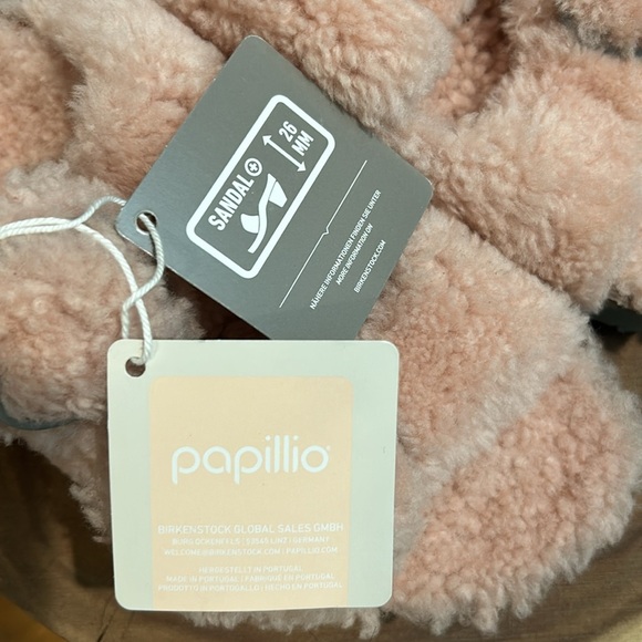 Birkenstock Arizona Big Buckle Shearling Slide Sandal Teddy Crystal Rose Size 38 - Picture 8 of 9